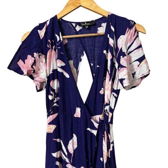 Lulus Azalea Regalia Navy Blue Floral Print Wrap Maxi Dress - Picture 7 of 9